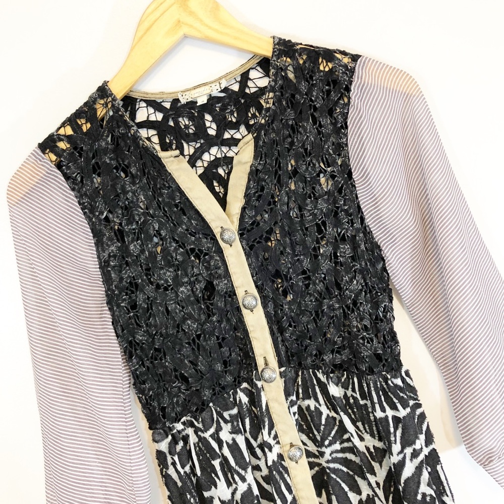 Gimmicks Buckle Blouse Top Dress Shirt Boho Print